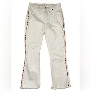 Johnny Was‎ White Cropped Baby Boot Mid Rise Jeans with Side Stripe Size 28